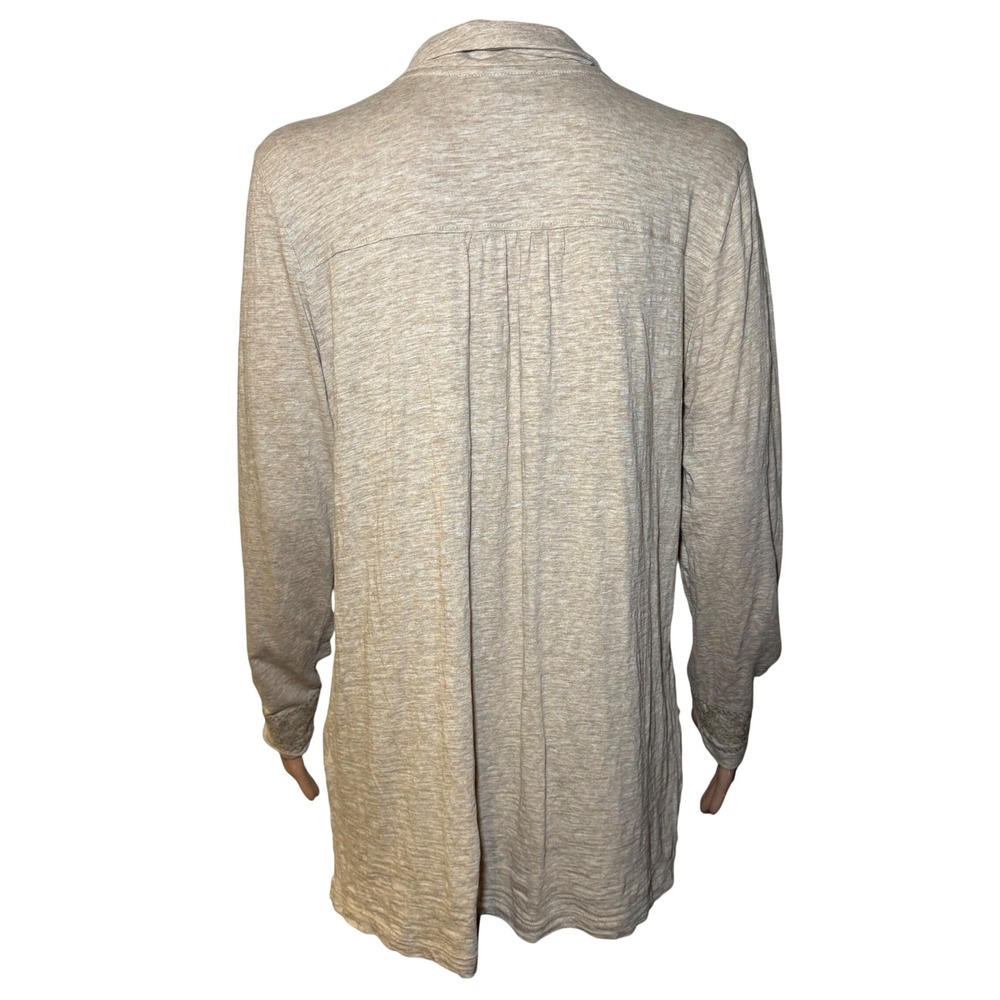 J. Jill‎ Womens Beige Embroidered Cotton Button Front Tunic Top Size M - Picture 3 of 8